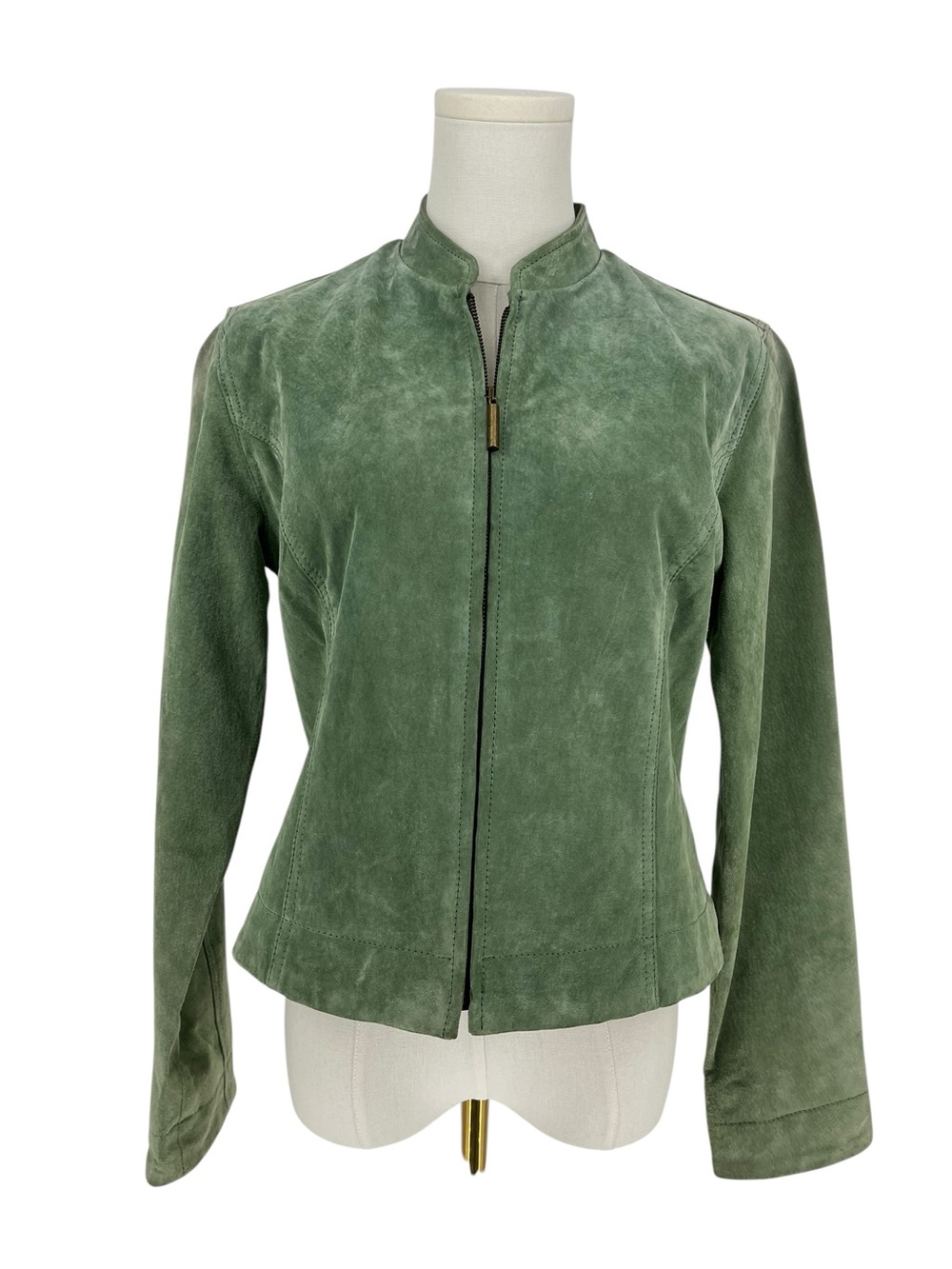 Chico's Green 100% Leather Jacket – Size 0 (US 4/Small) Flawed